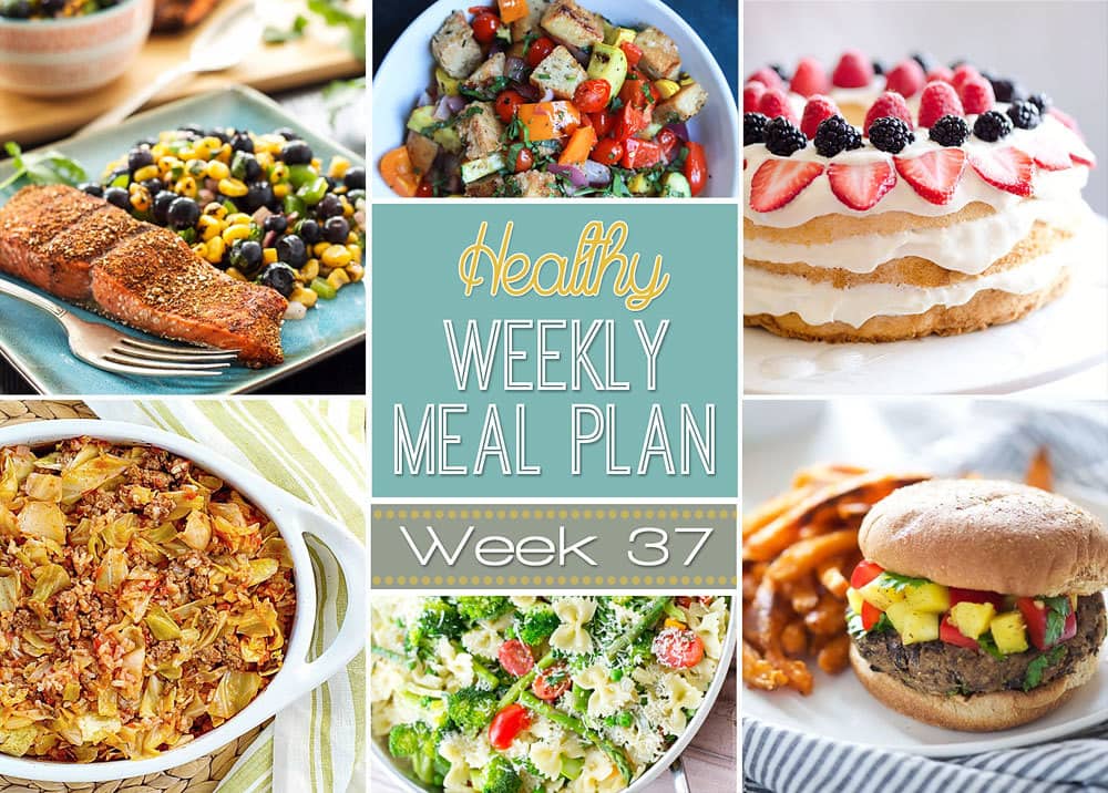 Healthy Weekly Meal Plan #37 is your answer to the question "what am I going to make for dinner this week?" You will love these healthy dinner, breakfast, lunch, side dish and even a dessert recipe!