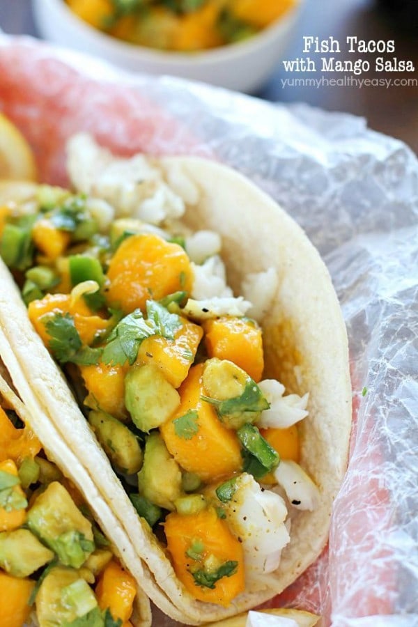 Fish Tacos with Mango Salsa by Yummy Healthy Easy