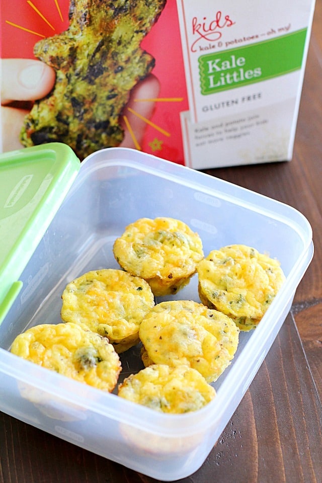 Egg Breakfast Muffins that are full of kale, potato, egg and topped with cheese. Mini, kid-friendly, easy to make, and quick to reheat for a breakfast on the go! AD