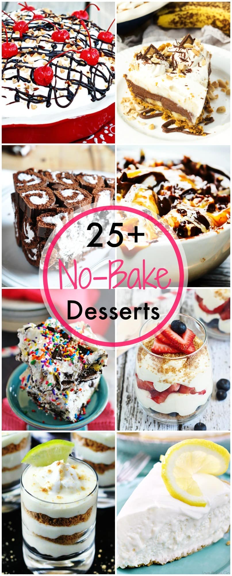 Easy No Bake Desserts Roundup of 25+ delicious desserts for you to make this summer! No need to turn on the oven when you can make easy no bake desserts!