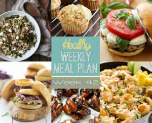 Healthy Weekly Meal Plan #42 - check out this week's healthy recipes! Lots of dinner ideas plus a lunch, snack, side dish and dessert. You won't want to miss this meal plan!