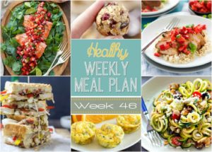 Healthy Weekly Meal Plan #46 is full of delicious dinner recipes for every day of the week plus a breakfast, lunch, side dish and snack recipe, too! Healthy eating will be a breeze for you this week!