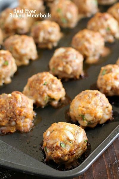 Easy Baked Meatballs that are some of the best ever meatballs in the history of all meatballs! Such a simple and easy meatball recipe. Very tender and flavorful!