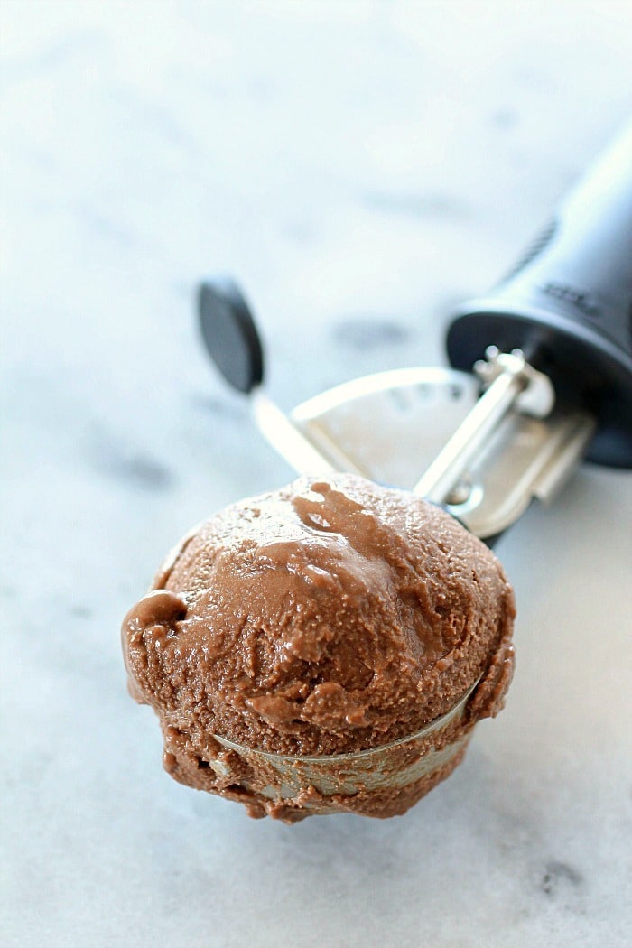 Homemade Chocolate Avocado Ice Cream that is so super easy to make, velvety and incredible! You won't even taste the avocado but will love the chocolate creaminess! AD