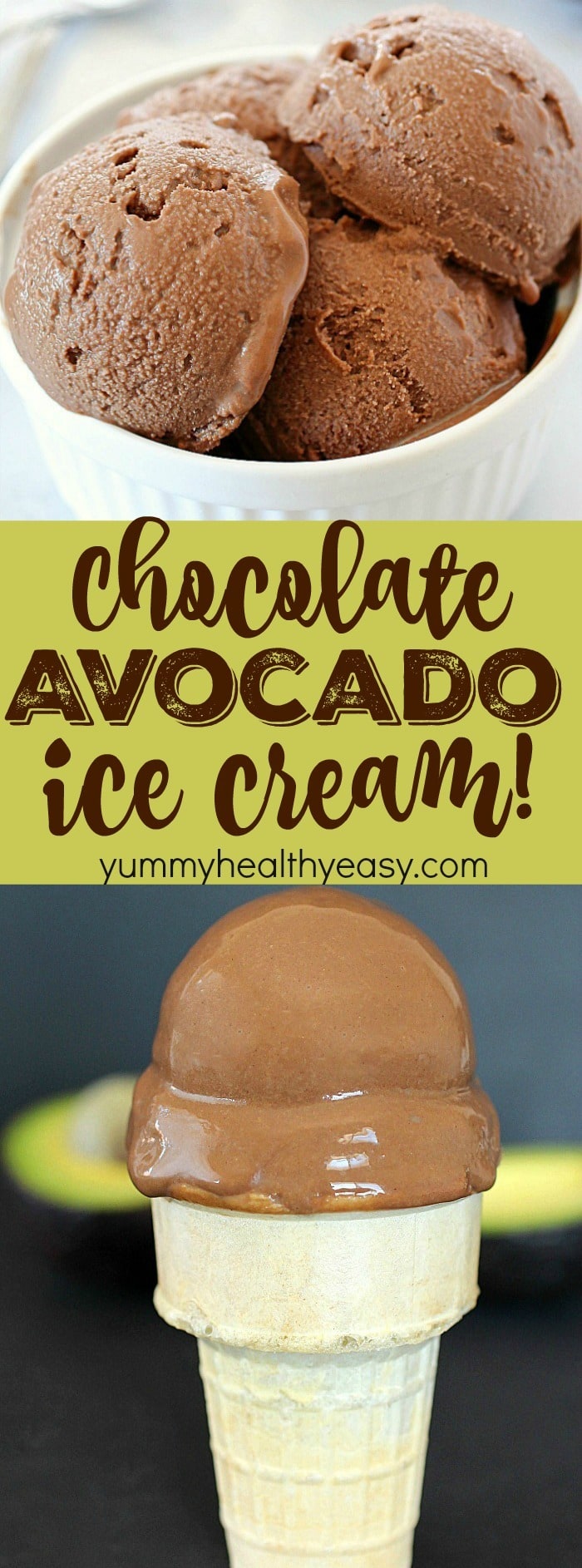 Homemade Chocolate Avocado Ice Cream that is so super easy to make, velvety and incredible! You won't even taste the avocado but will love the chocolate creaminess! AD