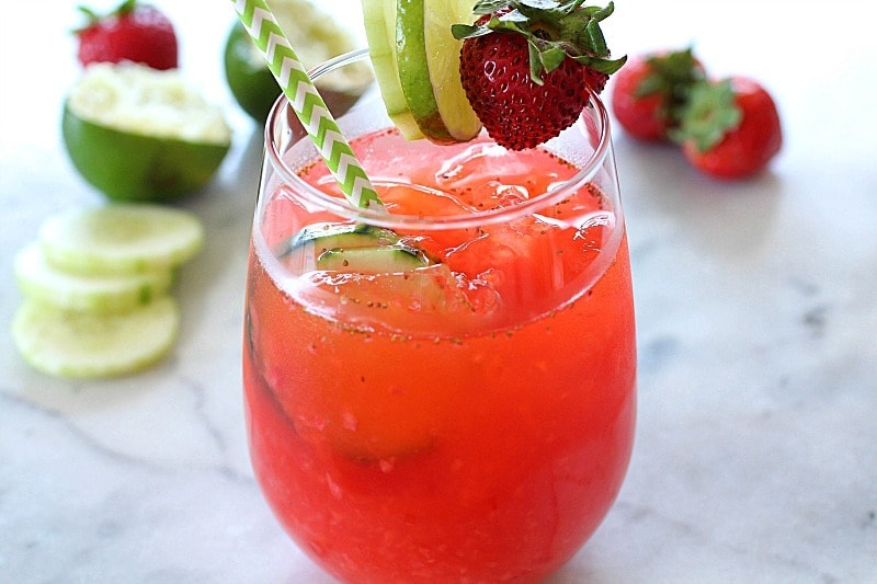 Strawberry Limeade to quench your thirst on a hot summer day! This drink recipe is a copycat of The Habit Burger Grill's Strawberry Limeade recipe. It's easy to make and lower-sugar thanks to Truvía® sweeteners! Definitely a must-make drink! AD