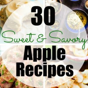 Enjoy apple season with these 30 Sweet & Savory Fall Apple Recipes! This round-up includes breakfast, salads, soups, side dishes and dessert recipes all made with fall's best fruit - apples!