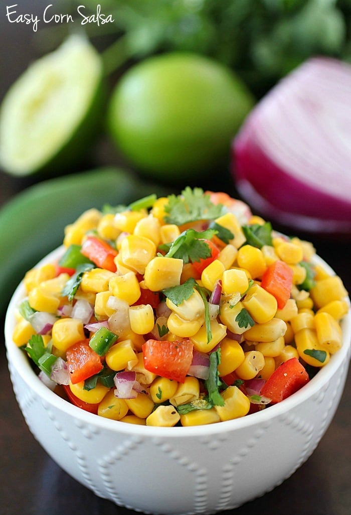 Corn Salsa recipe that's super easy to make and delicious! Using canned corn and other ingredients you probably already have on hand, this is the quickest salsa recipe & one of the most flavorful! Plus all about my Iowa Corn Quest trip! AD