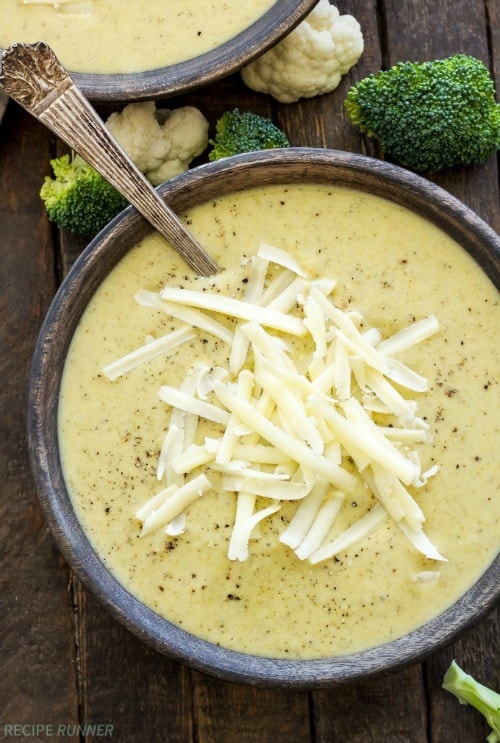 Loaded with broccoli, cauliflower and extra sharp cheddar cheese, this Healthy Slow Cooker Broccoli Cauliflower Cheese Soup couldn’t be easier to make!