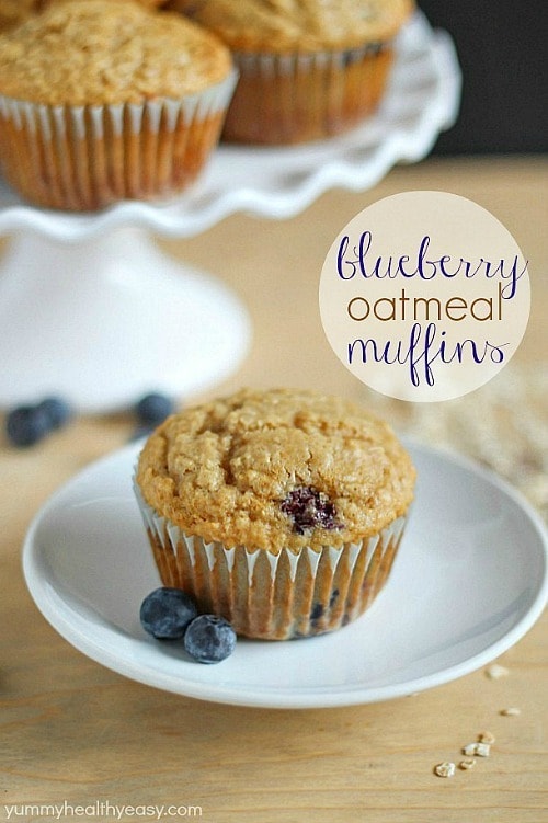 Fluffy Blueberry Oatmeal Muffins filled with, you guessed it – oats and blueberries! Healthy, easy and delicious breakfast or snack!