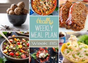 This week's Healthy Weekly Meal Plan #85 is full of delicious dinner recipes every night of the week as well as a healthy breakfast, lunch, side dish and dessert, too! You will love the variety of all the healthy meals this week!