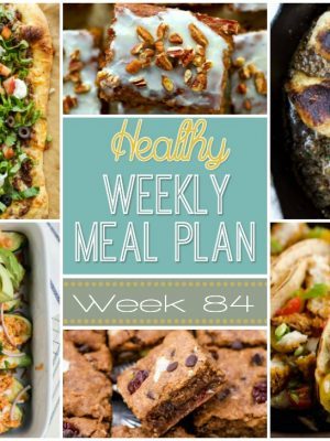 Healthy Weekly Meal Plan #84 has a healthy dinner recipe for every night of the week plus an extra breakfast, snack and dessert recipe too! You will definitely enjoy these recipes!