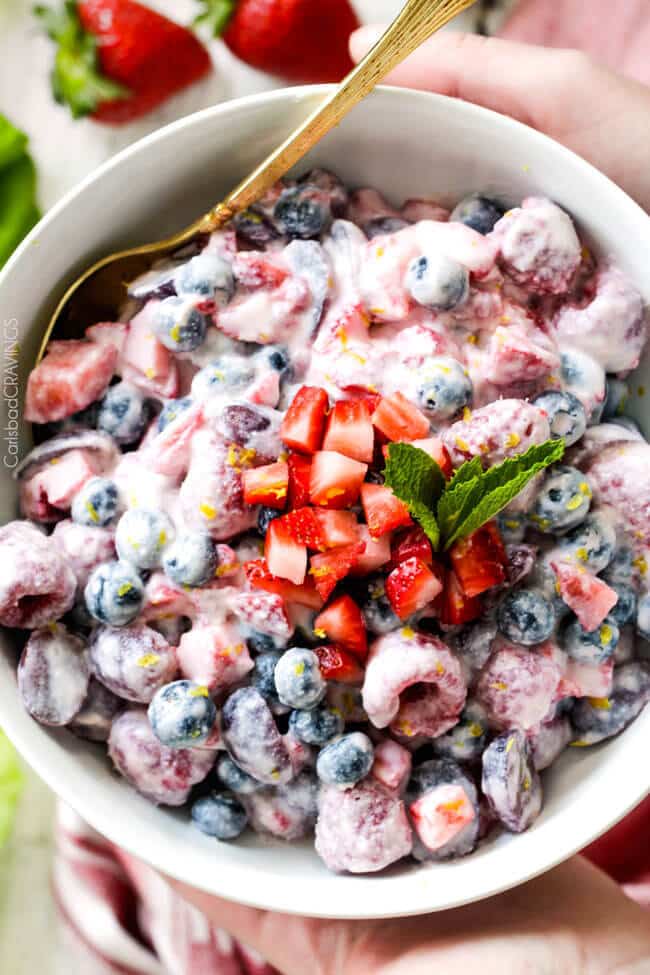 Berry Salad in Honey Mascarpone by Carlsbad Cravings