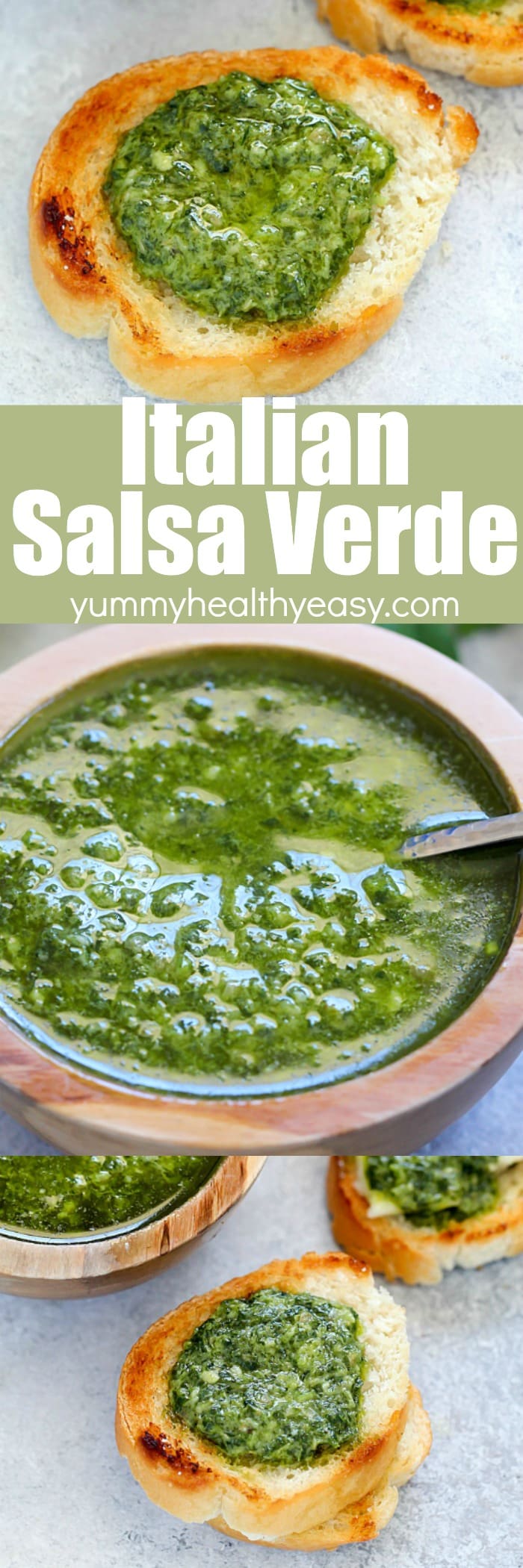 Traditional Italian Salsa Verde Recipe that adds so much flavor to grilled steak, fish or toasted 
