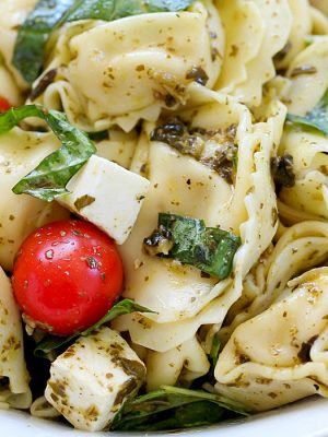 This Easy Tortellini Pesto Salad is the perfect side dish for a summer BBQ!