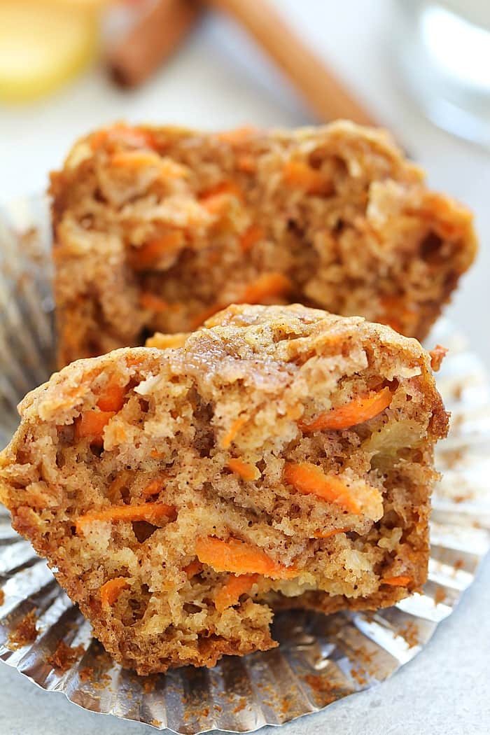 Apple Carrot Muffins (also known as Sunshine Muffins) are soft muffins filled with carrots, apples, coconut, cinnamon & nutmeg. Your house will smell amazing!