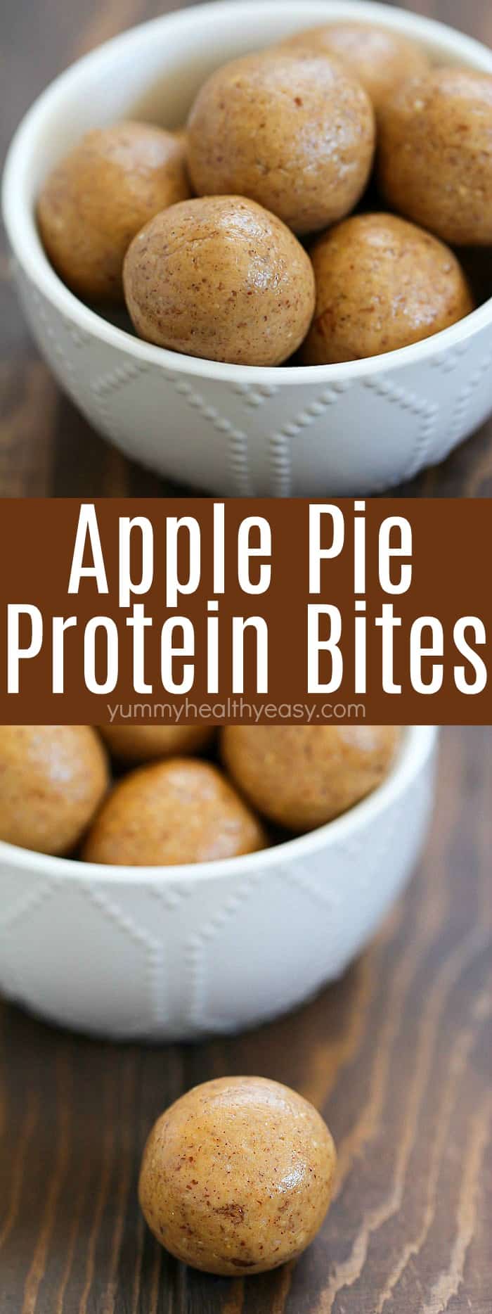These Healthy Apple Pie Protein Balls are the perfect snack to grab when you need a quick protein boost! Easy to make and grab on the go! AD