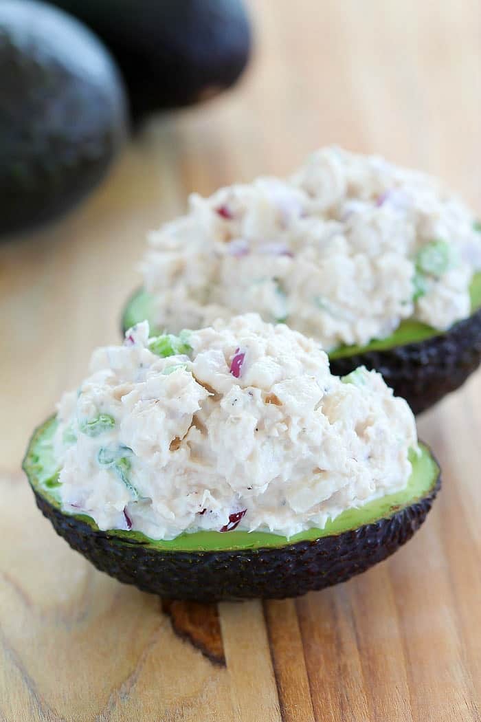 You have to try this Keto Tuna Salad Stuffed Avocados aka Tuna Salad Boats! They have a crunchy secret ingredient you won't want to miss!