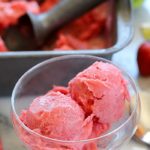 This is the easiest recipe for Strawberry Sorbet! Only a few ingredients and a blender, freeze and enjoy! Healthy and delicious. #AD