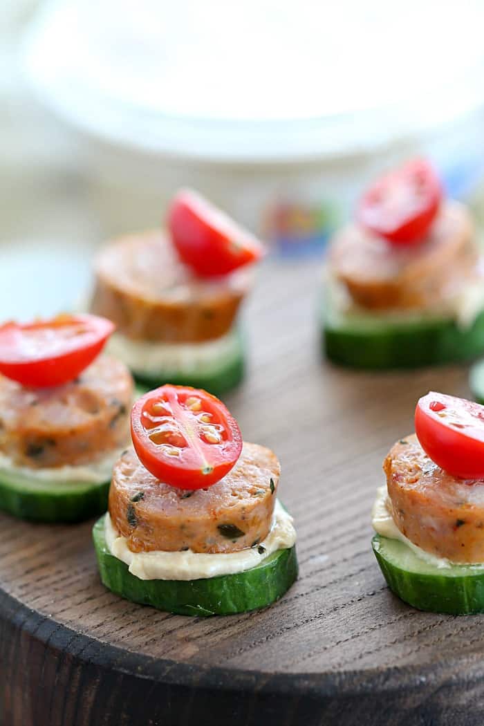 These adorable Sausage Cucumber Bites are a great low carb snack for the whole family! #AD