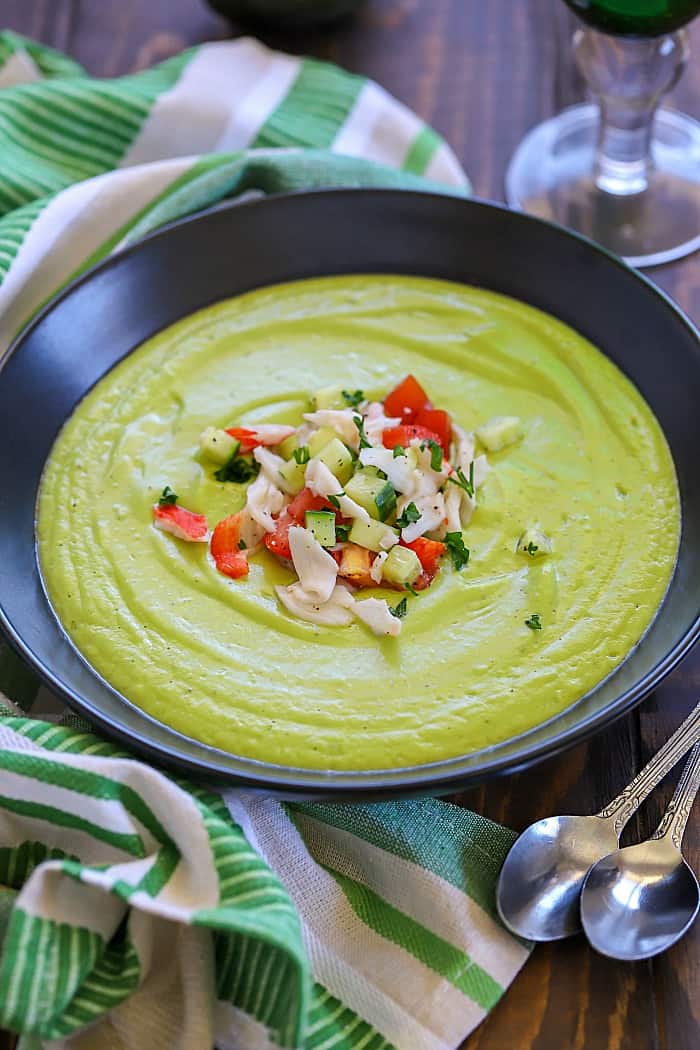 Did you know you can use avocados to make soup?! This Avocado Soup with Crab is delicious and so easy to make! #AD