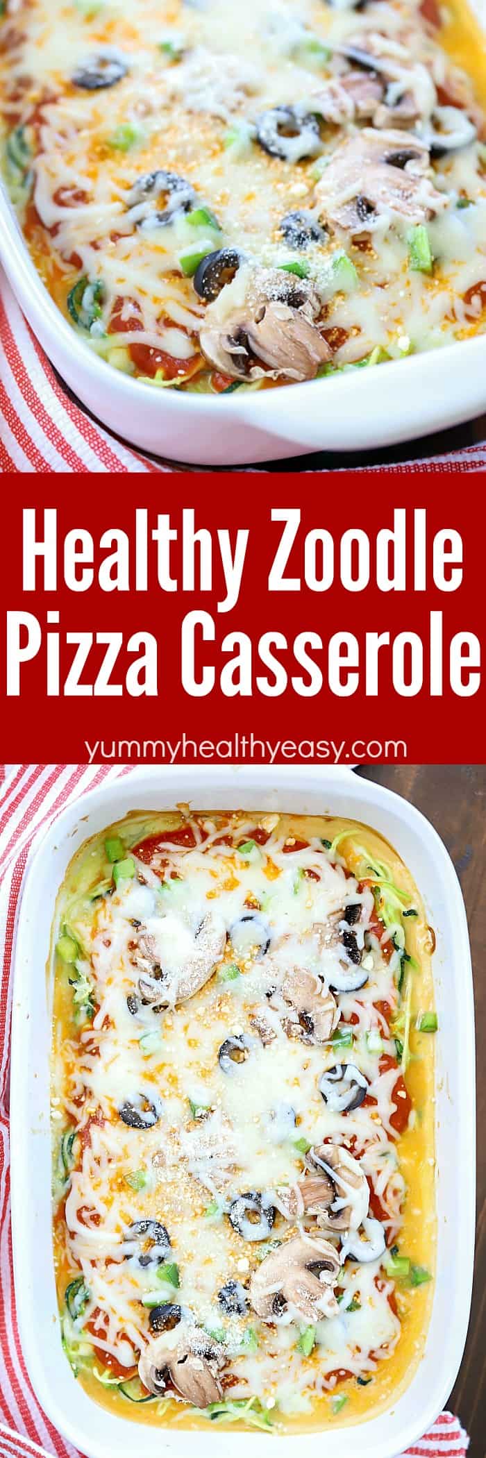 When you're craving pizza but want to steer clear of the carbs, make this Zoodle Pizza Casserole! It's quick and easy to make and is a whole lot healthier than actual pizza! PLUS there's a cookbook giveaway too!