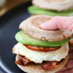 This Egg, Bacon and Avocado Breakfast Sandwich will make your morning! Don't forget to add the avocado! #AD