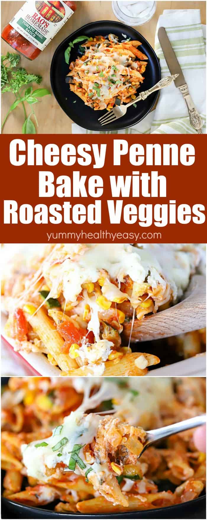 You will LOVE this Cheesy Penne Pasta Bake with Roasted Summer Vegetables! It’s a light pasta casserole filled with roasted summer vegetables, penne pasta, Rao’s Homemade pasta sauce, layers of a delicious ricotta cheese mixture and topped with mozzarella. It’s the perfect light summer pasta dinner! #ad @raoshomemade #DeliciousSpeaksforItself #dinner #pasta #recipe #summer #Raos #homemade #raossauce #recipes #italianfood #homemadefood #easyrecipes #sauce #tomatosauce via @jennikolaus