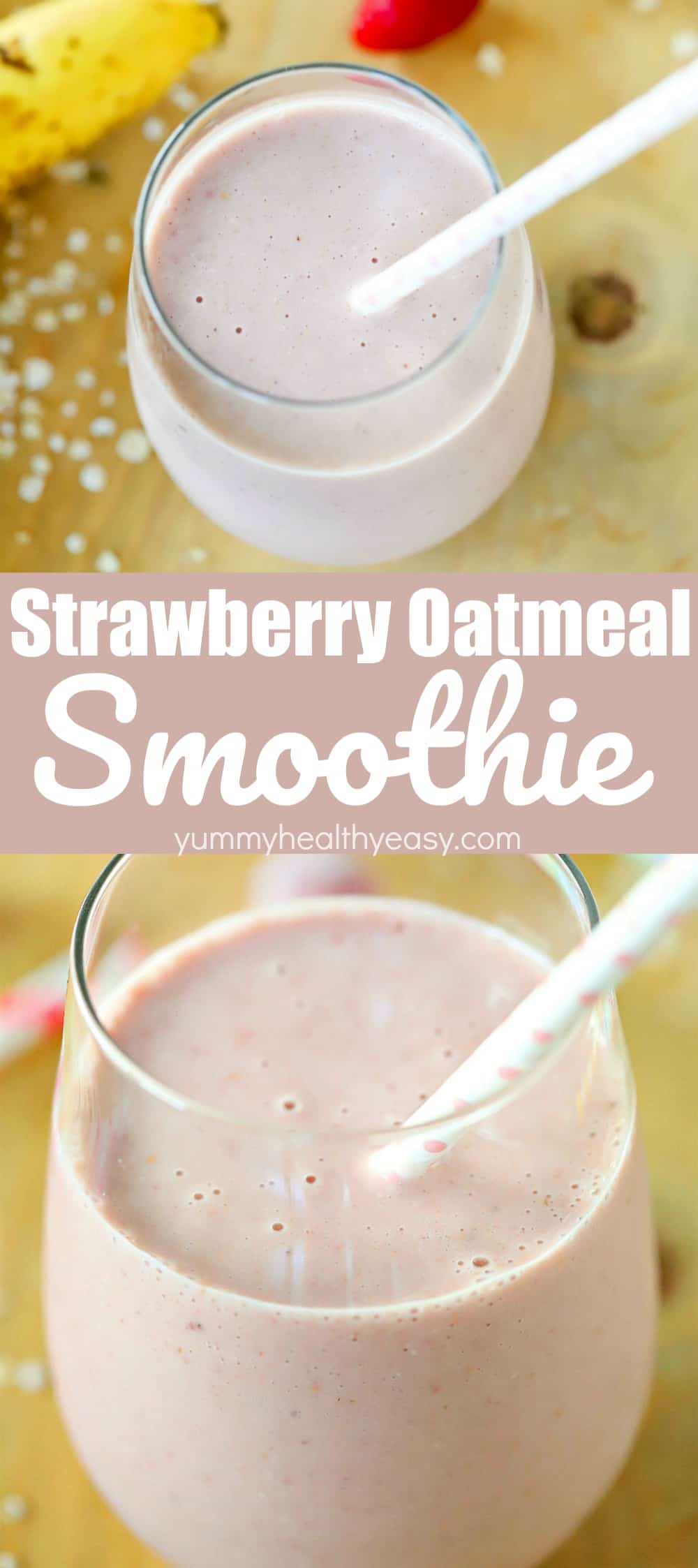 Make a delicious strawberry oatmeal smoothie that tastes great and comes packed with nutrition. So easy to make - this will be your new favorite breakfast smoothie recipe!
#breakfast #smoothie #strawberry #oatmeal #easyrecipes #healthyrecipe #yummy #healthy #easy via @jennikolaus