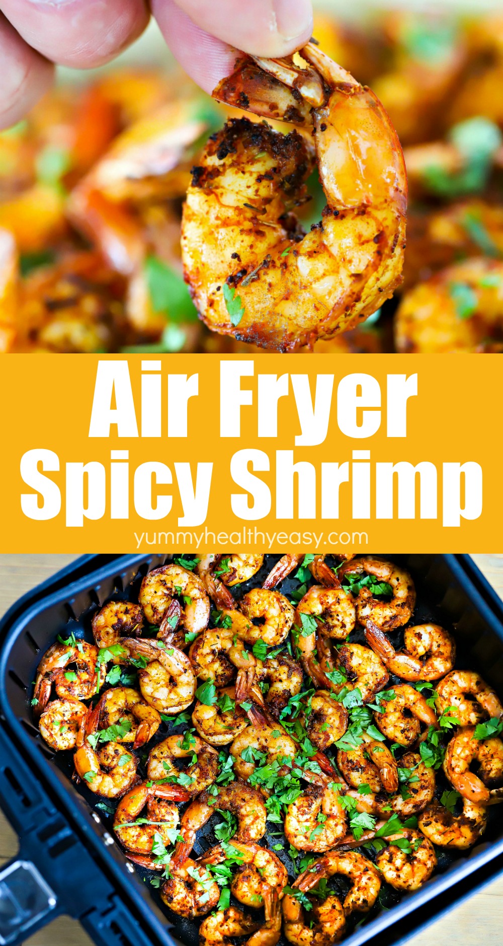 This Air Fryer Spicy Shrimp Recipe is so easy to make and only takes a few minutes in the air fryer! Toss shrimp in an easy spice mix and you have yourself a delicious appetizer, snack or dinner (great in tacos, burritos or over rice!) #shrimp #shrimprecipe #recipe #dinner #dinnerrecipe #healthyfood #airfryer #airfryerdinner via @jennikolaus