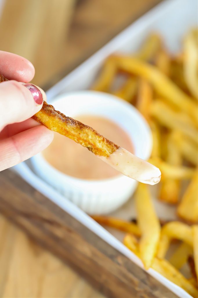 Fry dipped in fry sauce