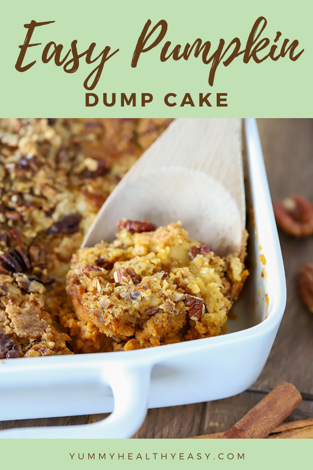 Ready for the best combination of flavors and textures? This Easy Pumpkin Dump Cake combines all the flavors of fall, only has a few ingredients, is quick to whip up and tastes incredible! via @jennikolaus