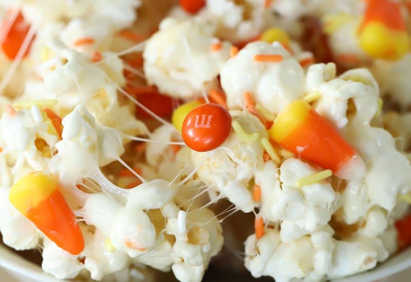Easy Marshmallow Candy Corn Popcorn Treat