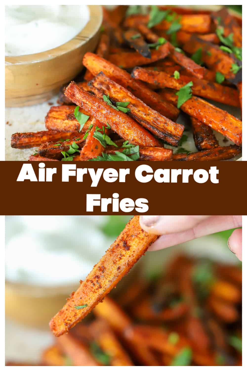 Want a new, fun way to eat your vegetables? These Air Fryer Carrot Fries are it! Healthy, gluten free, easy and absolutely delicious. via @jennikolaus